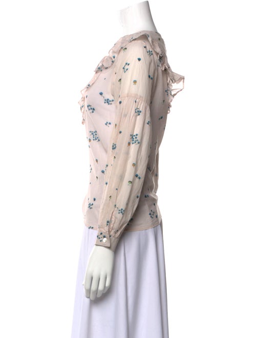 Warm Floral Print Crew Neck Blouse