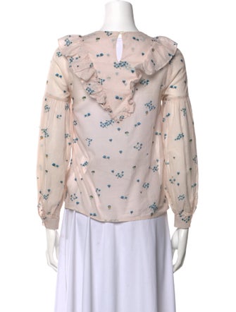 Warm Floral Print Crew Neck Blouse