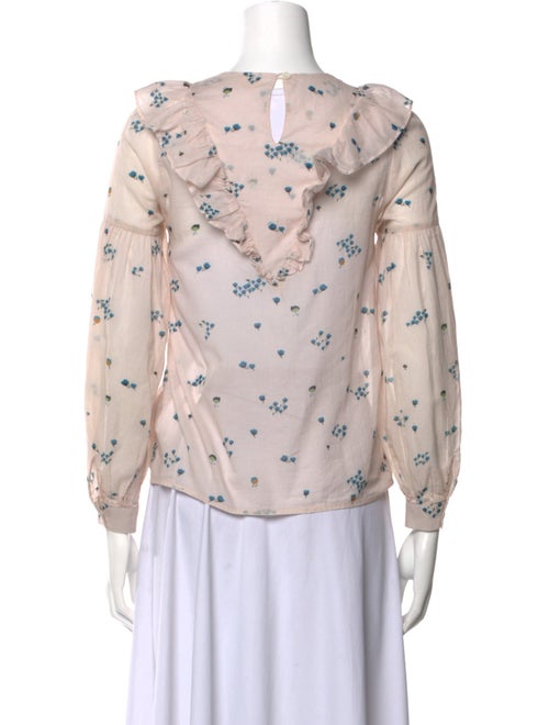 Warm Floral Print Crew Neck Blouse