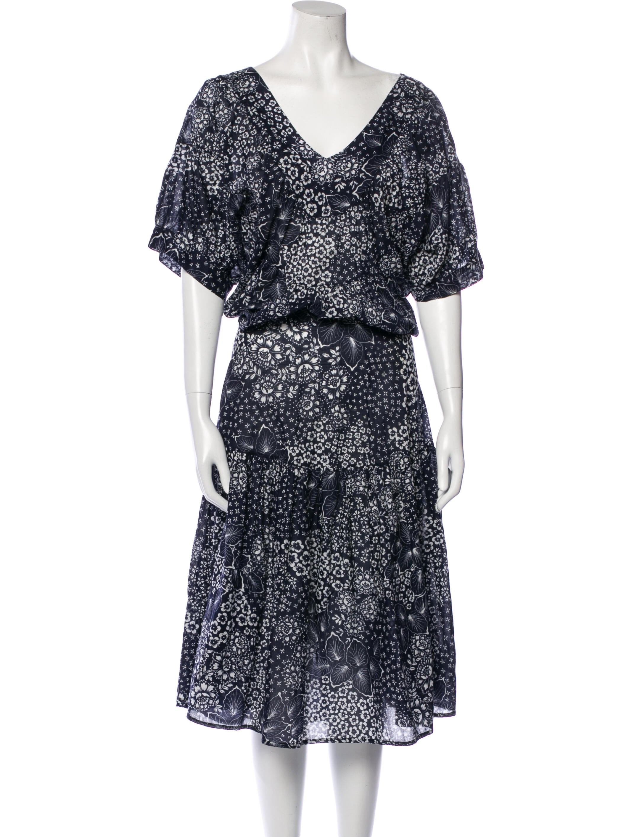 Warm Printed Midi Length Dress