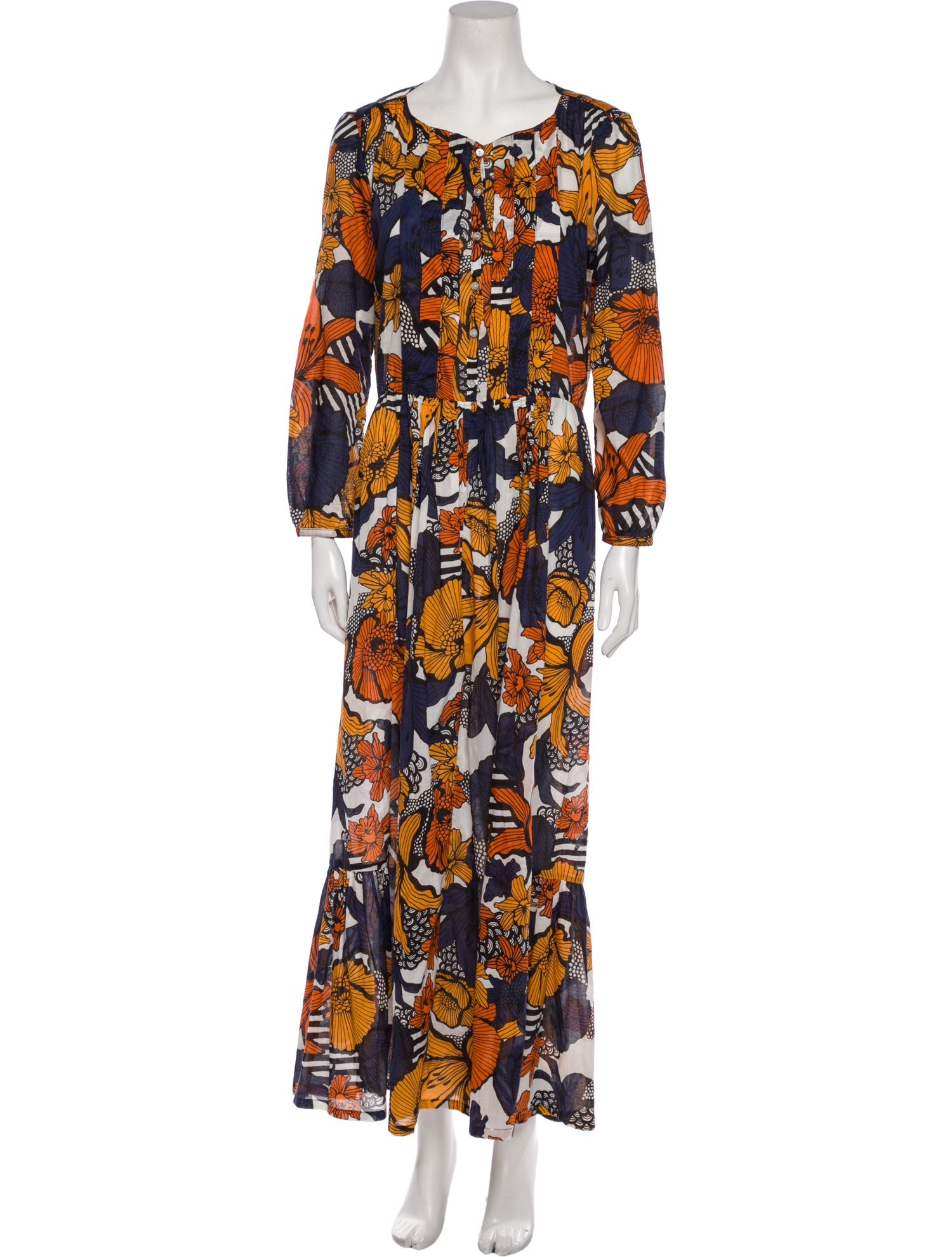 Warm Floral Print Long Dress