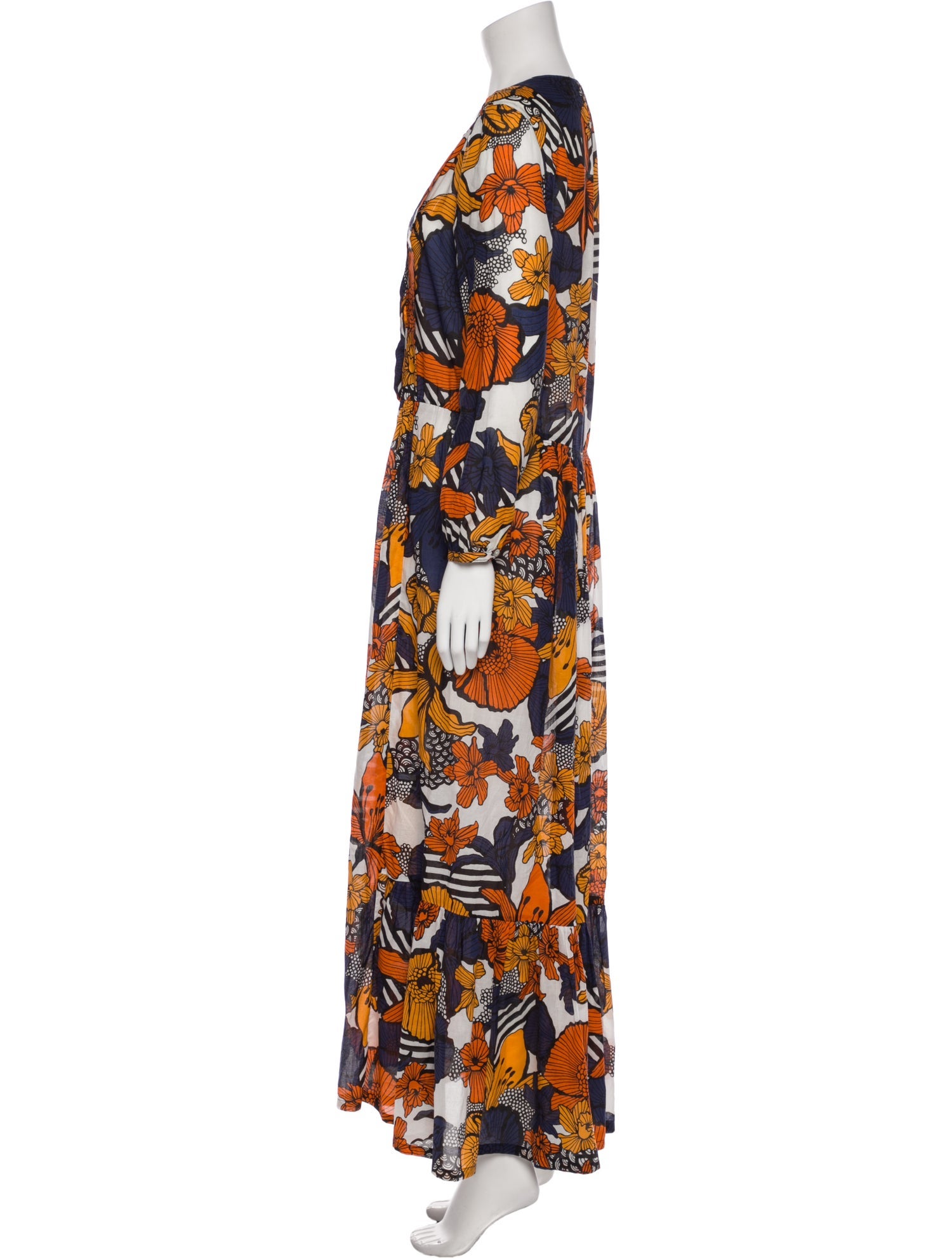 Warm Floral Print Long Dress