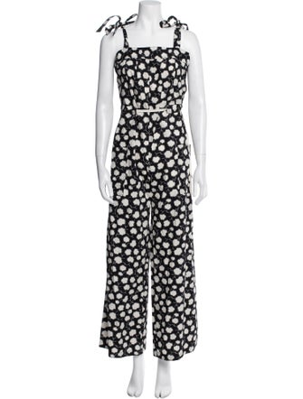 Warm Floral Print Square Neckline Jumpsuit