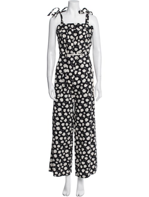 Warm Floral Print Square Neckline Jumpsuit