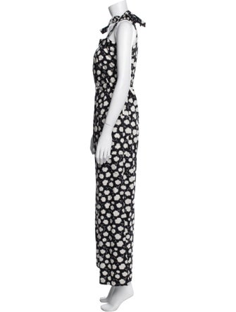 Warm Floral Print Square Neckline Jumpsuit