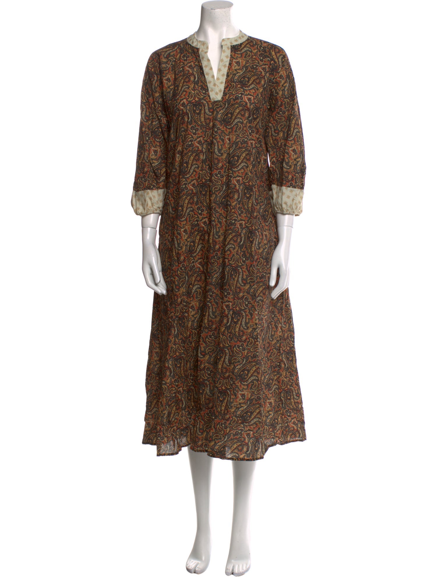 Warm Paisley Print Long Dress