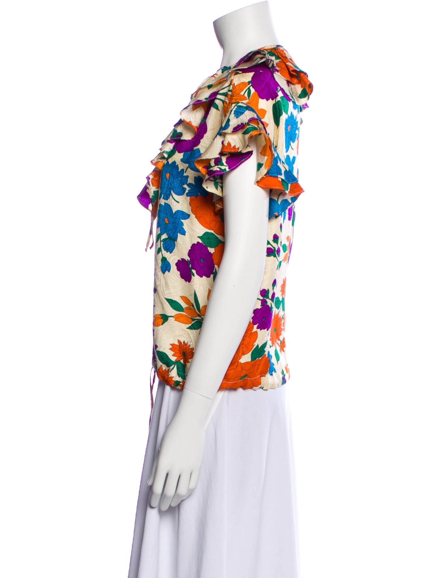 Warm Silk Floral Print Blouse