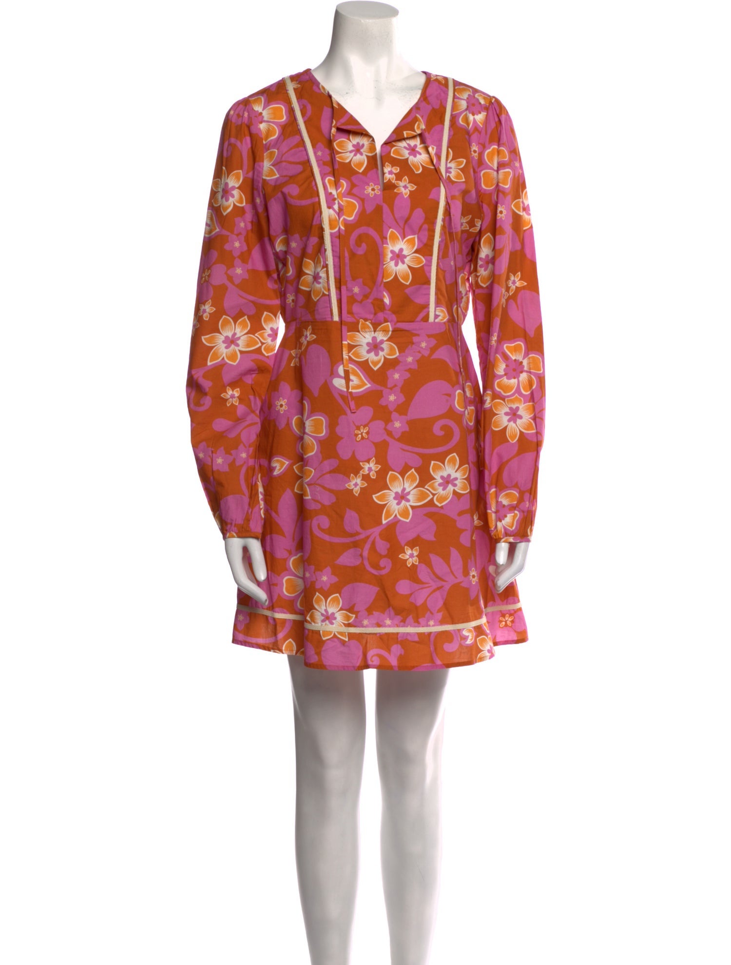 Warm Floral Print Mini Dress