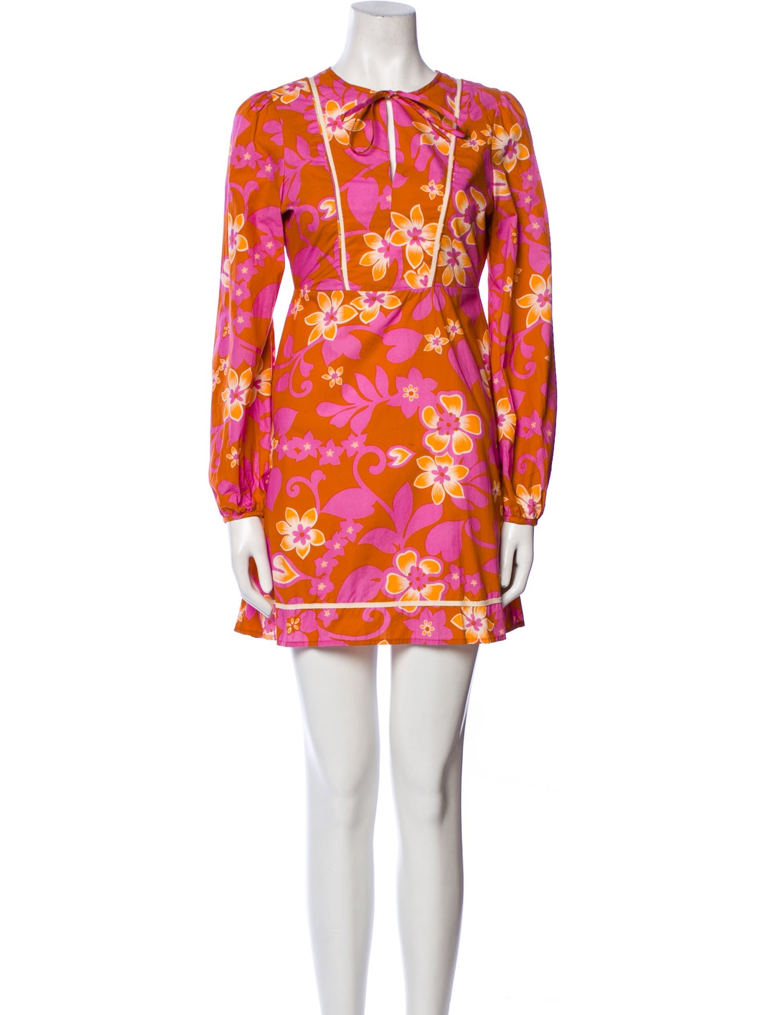 Warm Floral Print Mini Dress