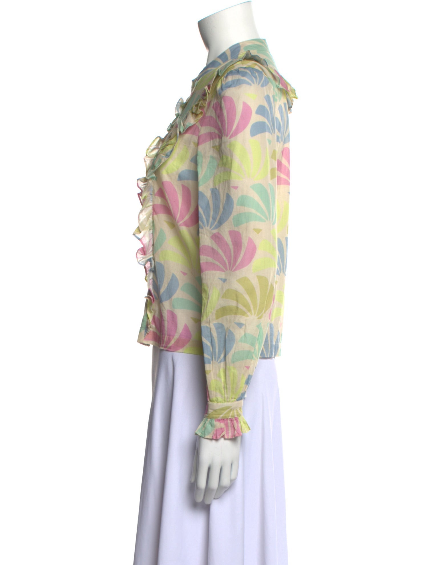 Warm Printed Mock Neck Blouse