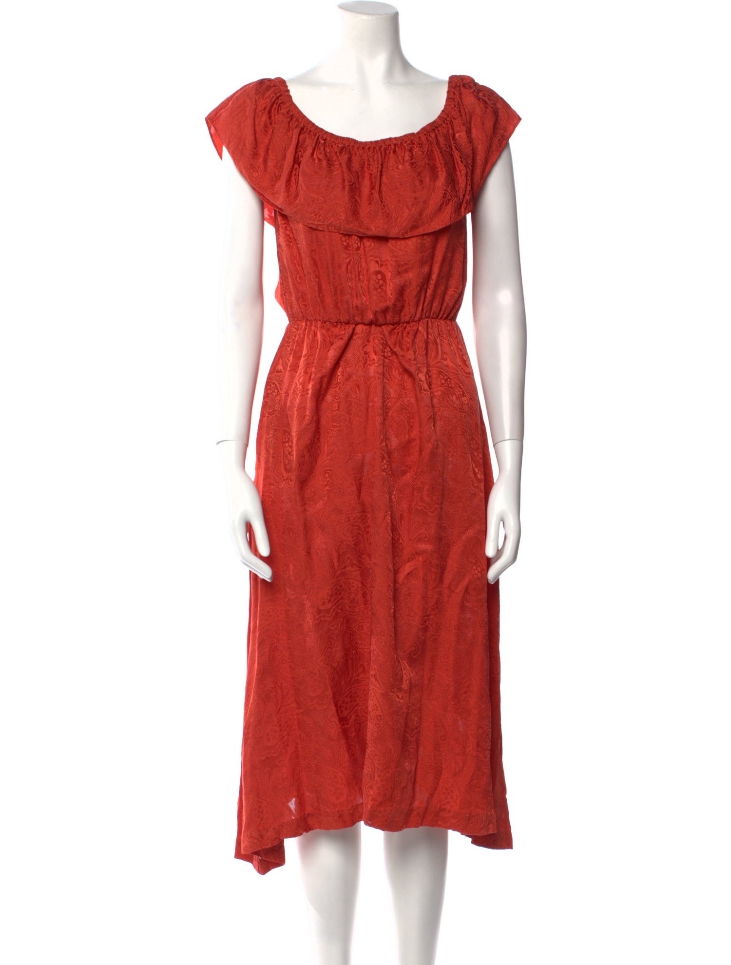Warm Scoop Neck Midi Length Dress