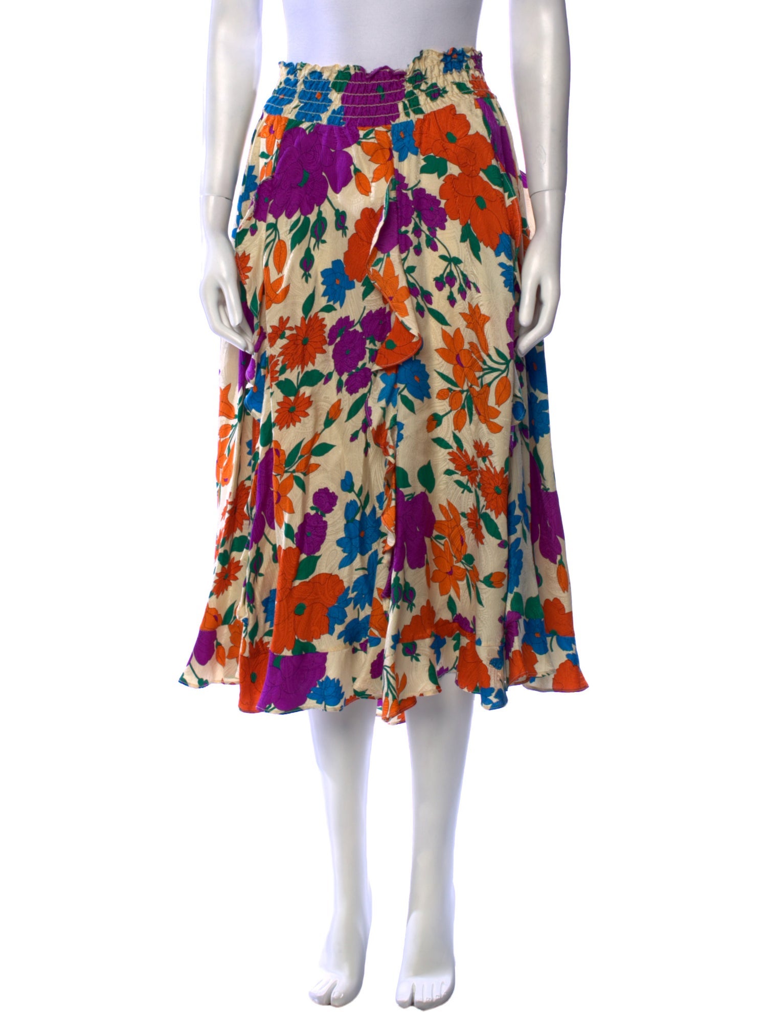 Warm Silk Midi Length Skirt