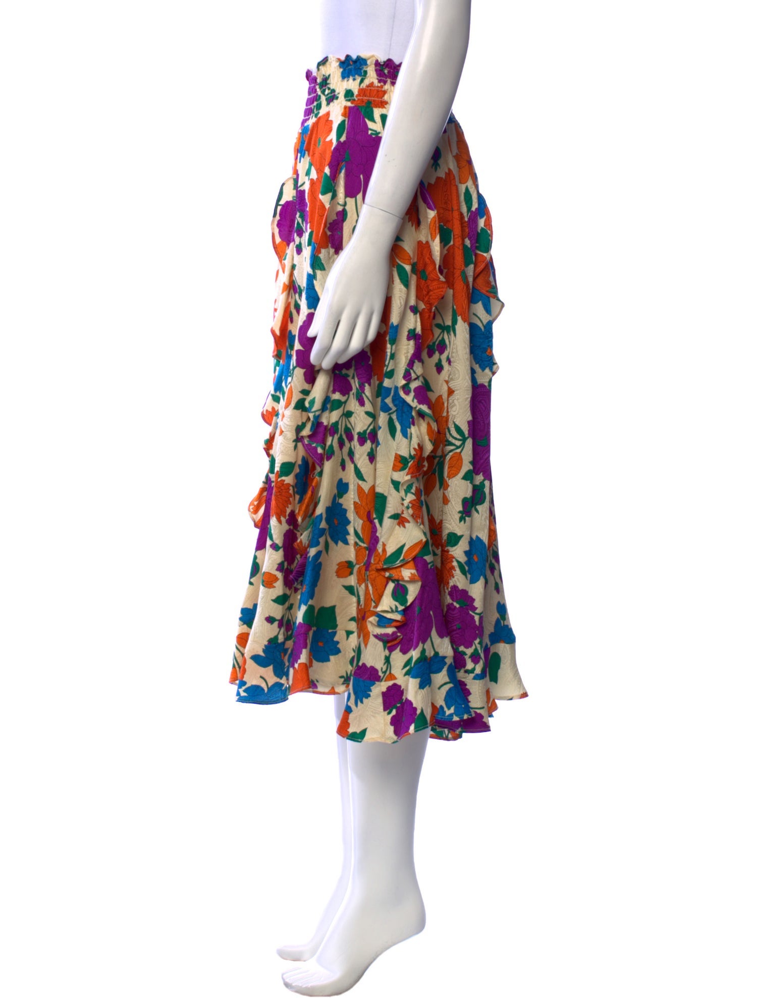 Warm Silk Midi Length Skirt