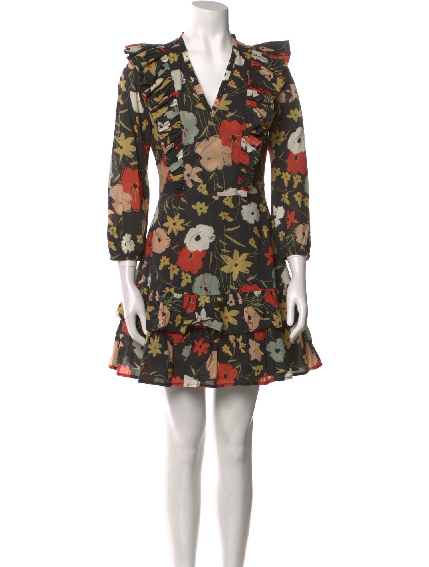 Warm Floral Print Mini Dress