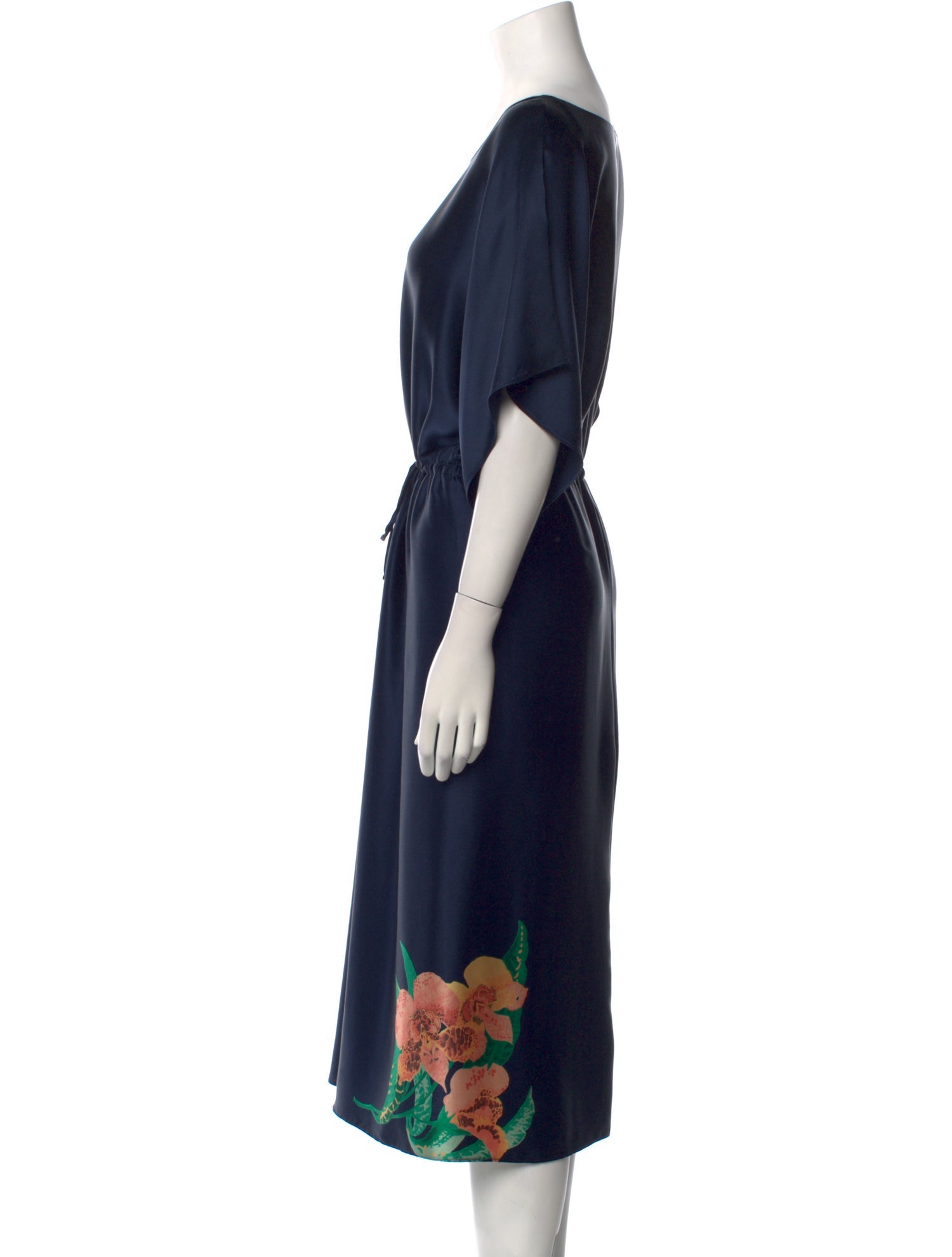 Warm Printed Midi Length Dress