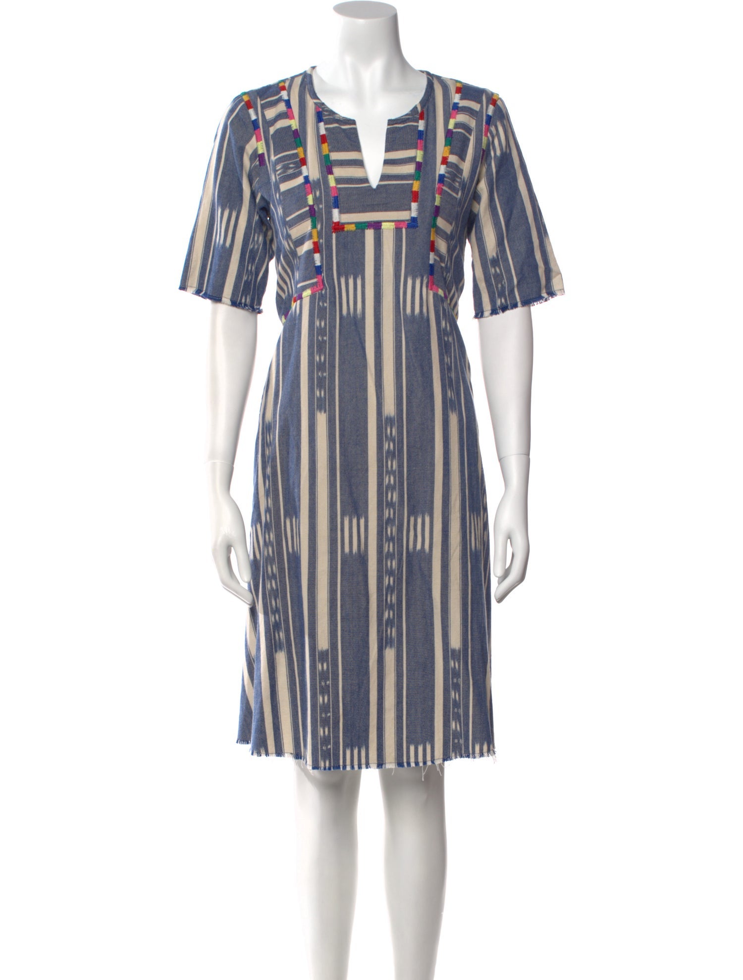 Warm Striped Knee-Length Dress