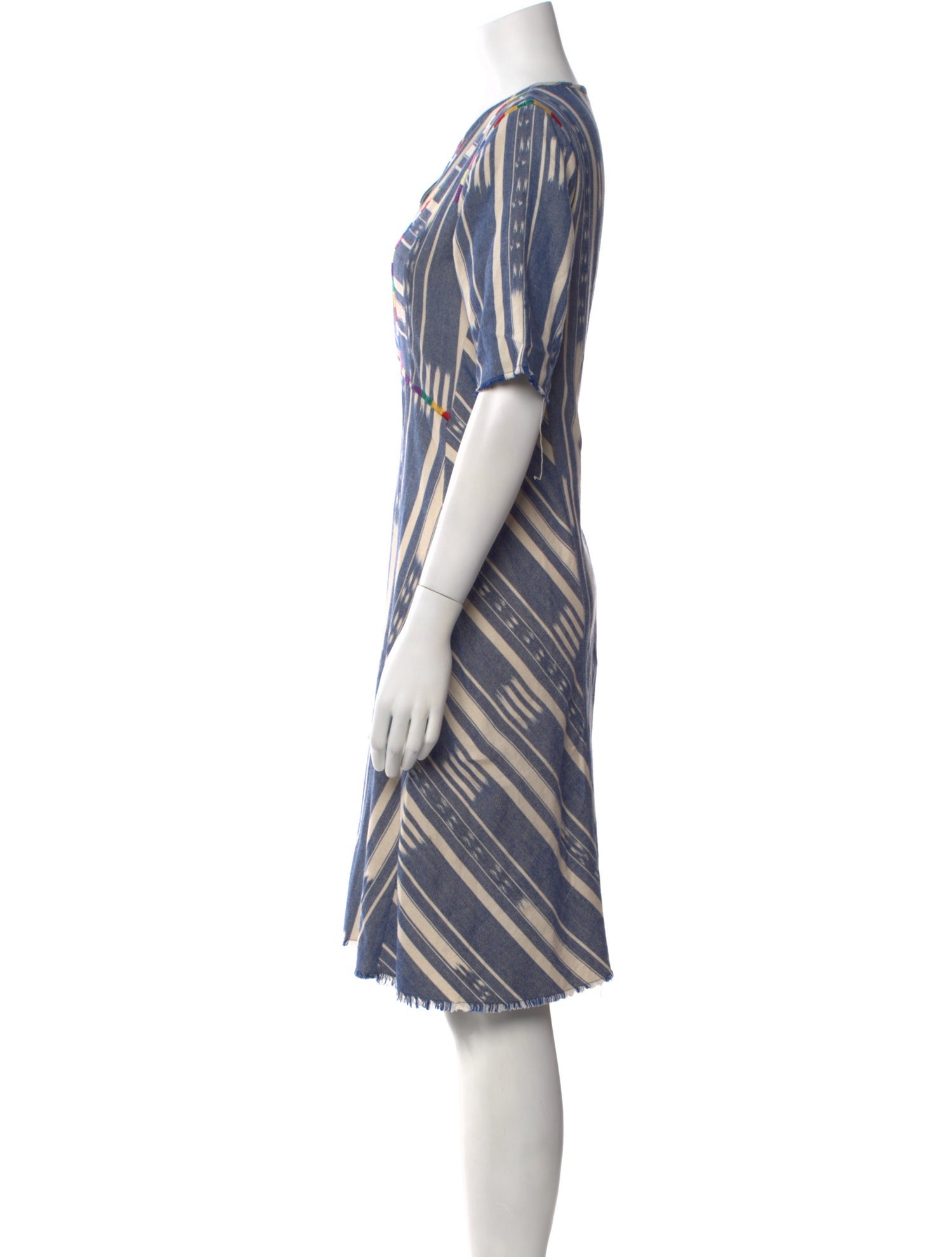Warm Striped Knee-Length Dress