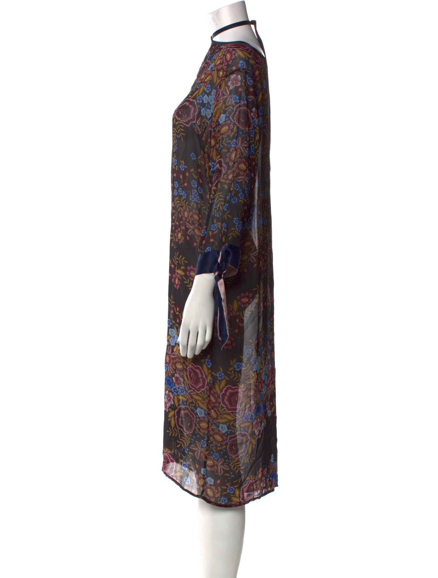 Warm Printed Knee-Length Dress