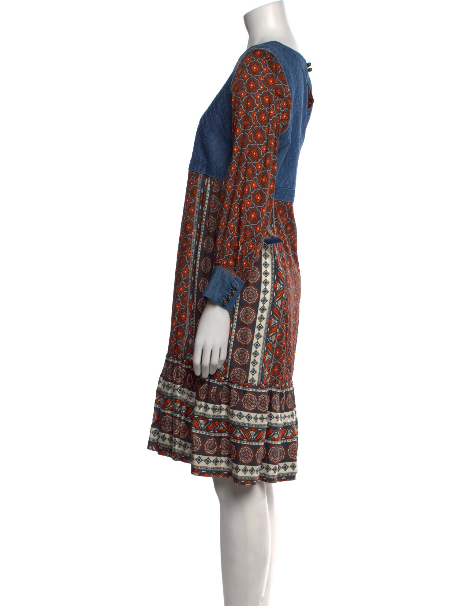 Warm Printed Knee-Length Dress