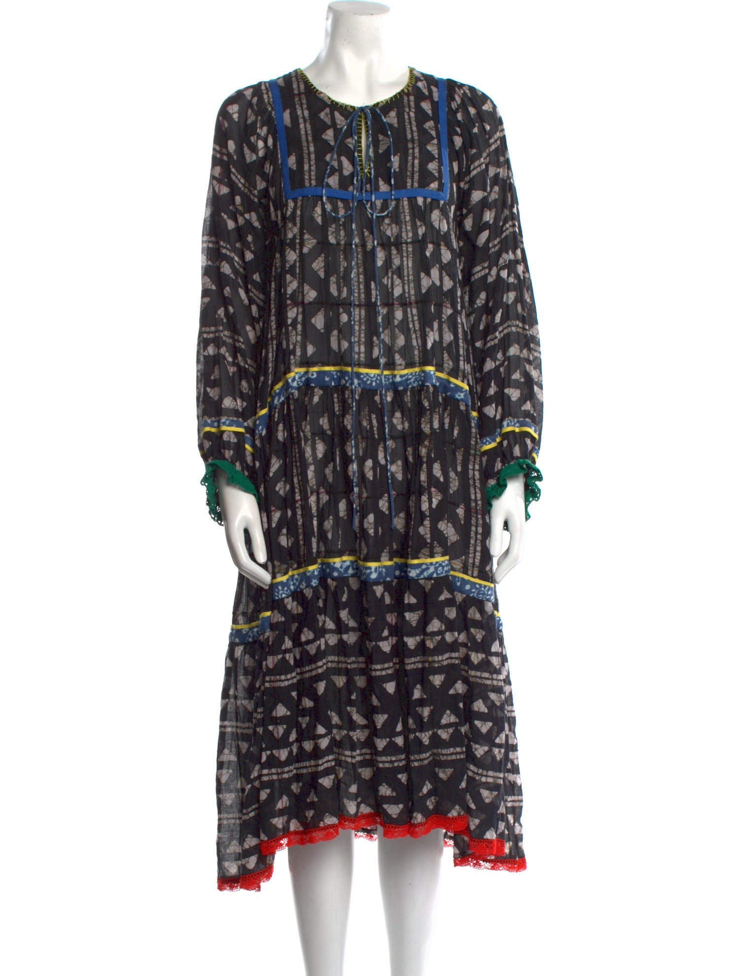 Warm Printed Midi Length Dress