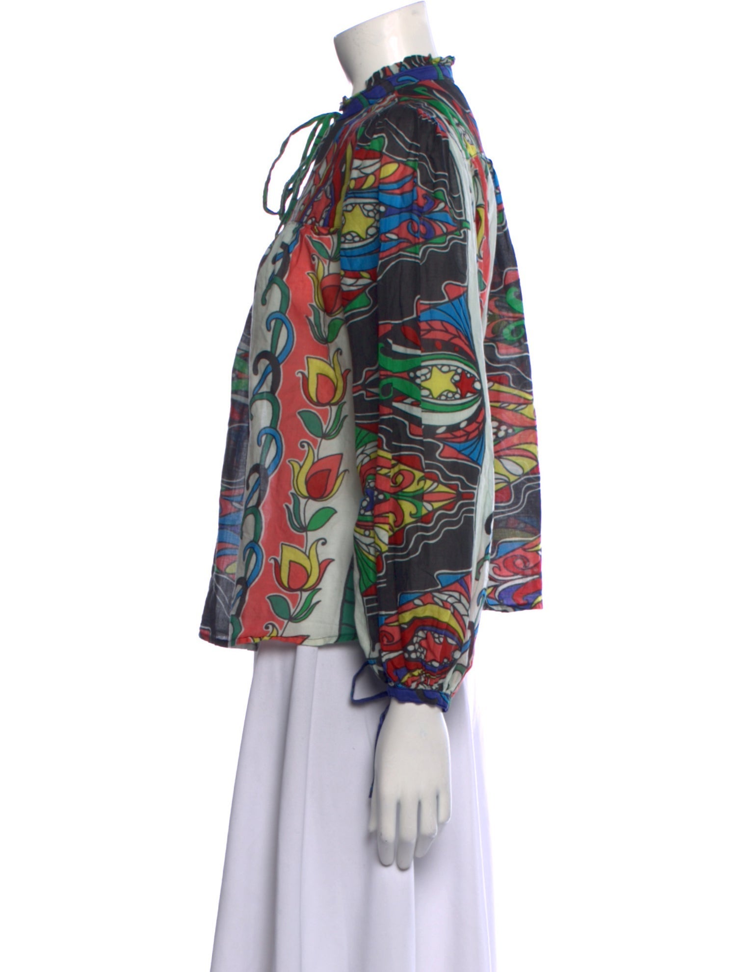 Warm Printed Mock Neck Blouse