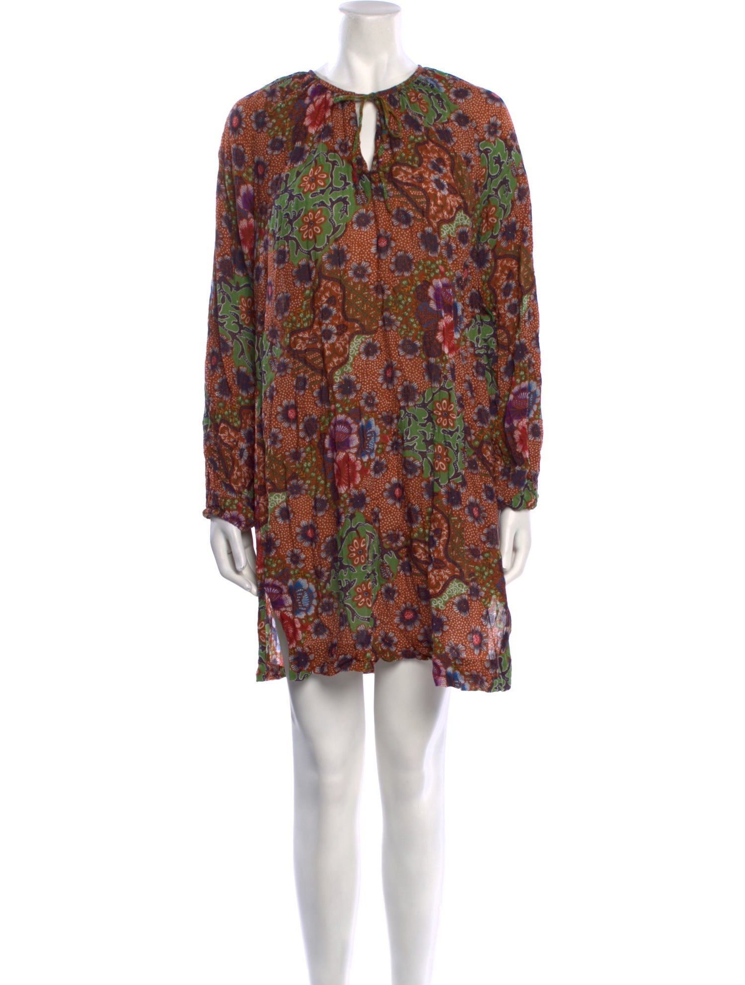 Warm Floral Print Mini Dress