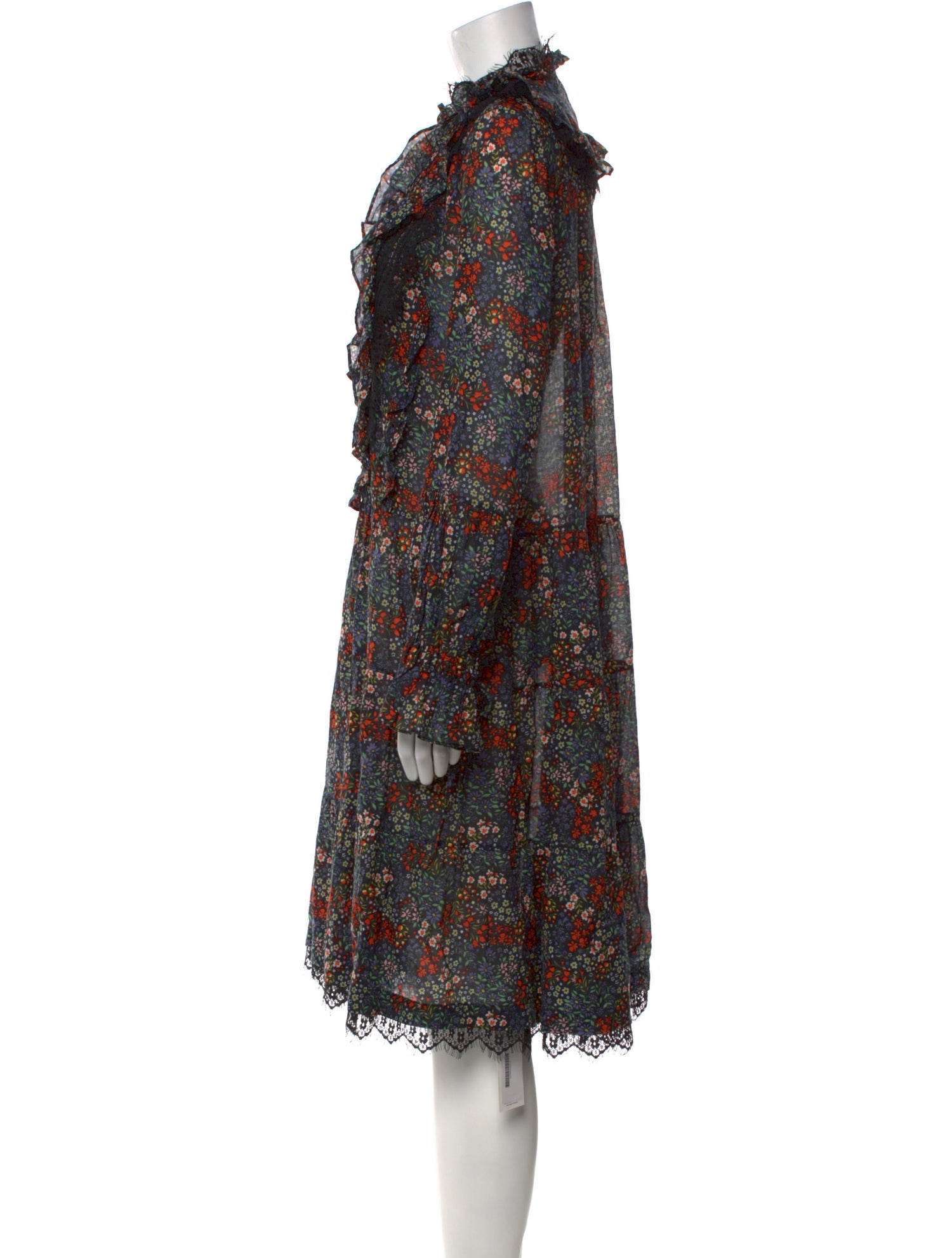 Warm Floral Print Knee-Length Dress