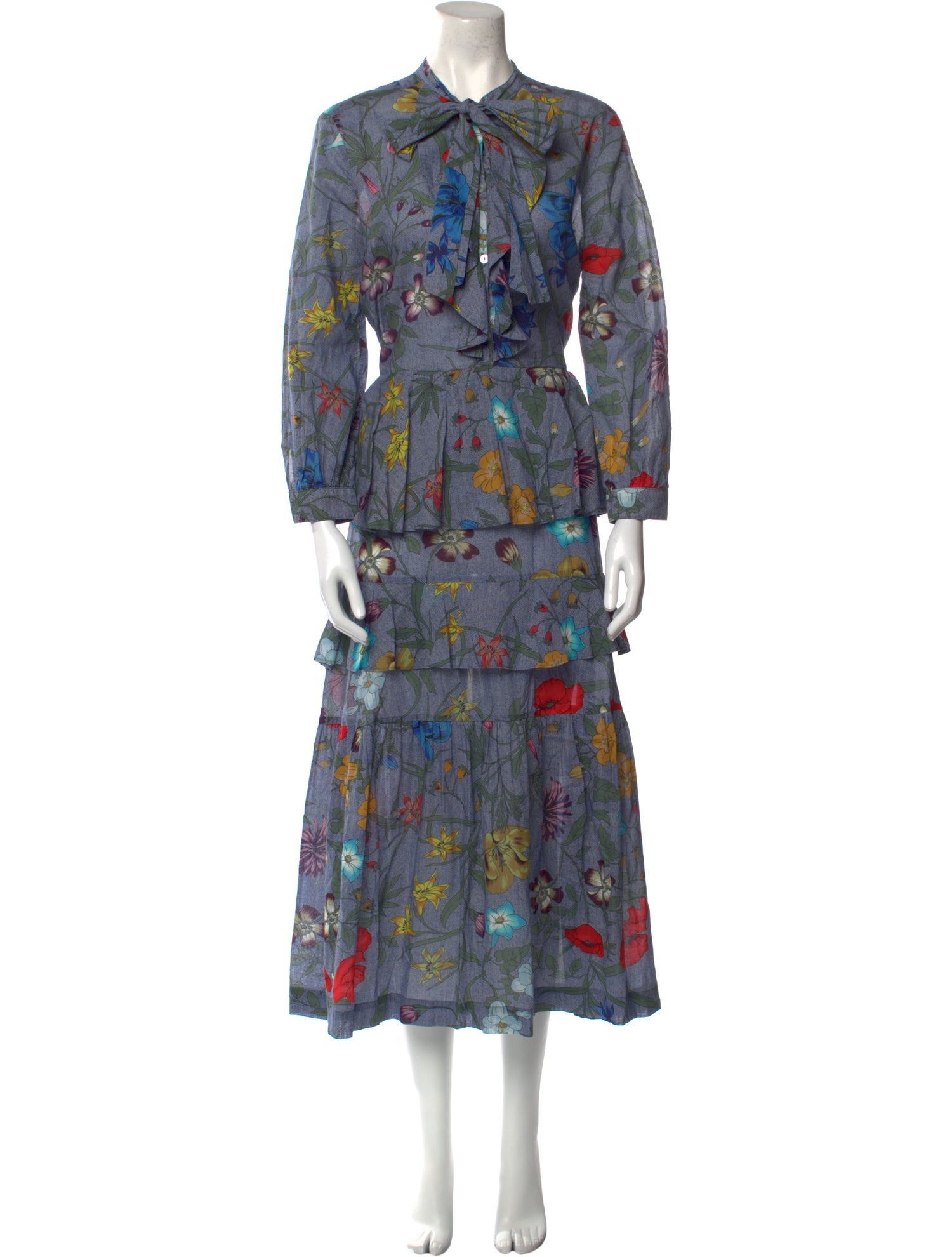 Warm Floral Print Long Dress