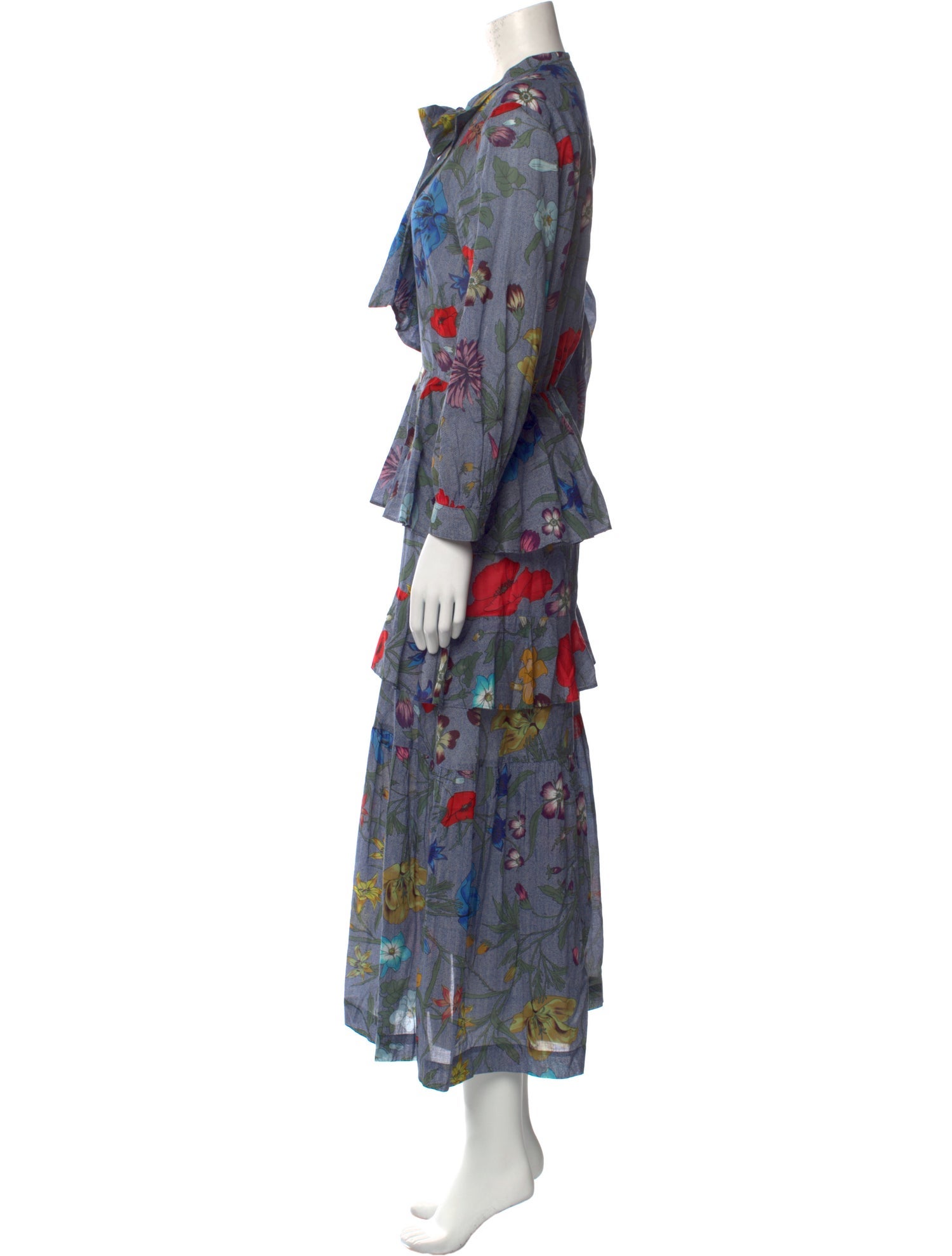 Warm Floral Print Long Dress