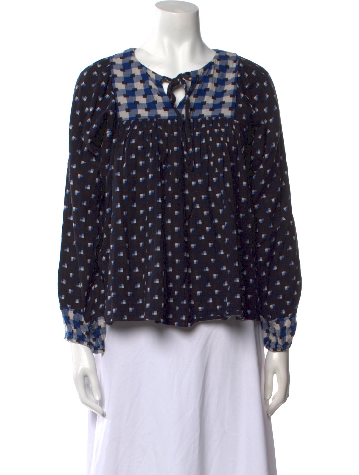 Warm Printed V-Neck Blouse