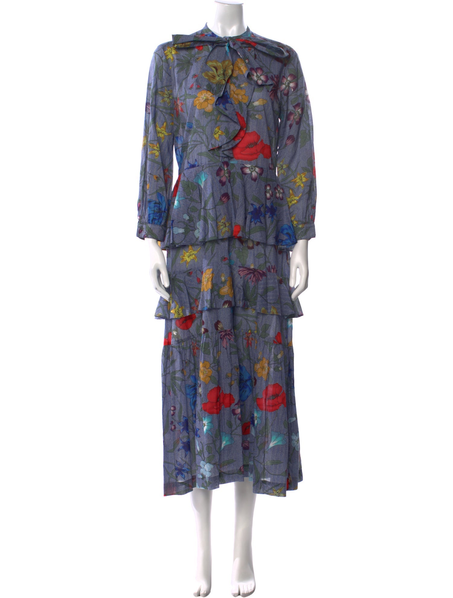 Warm Floral Print Long Dress