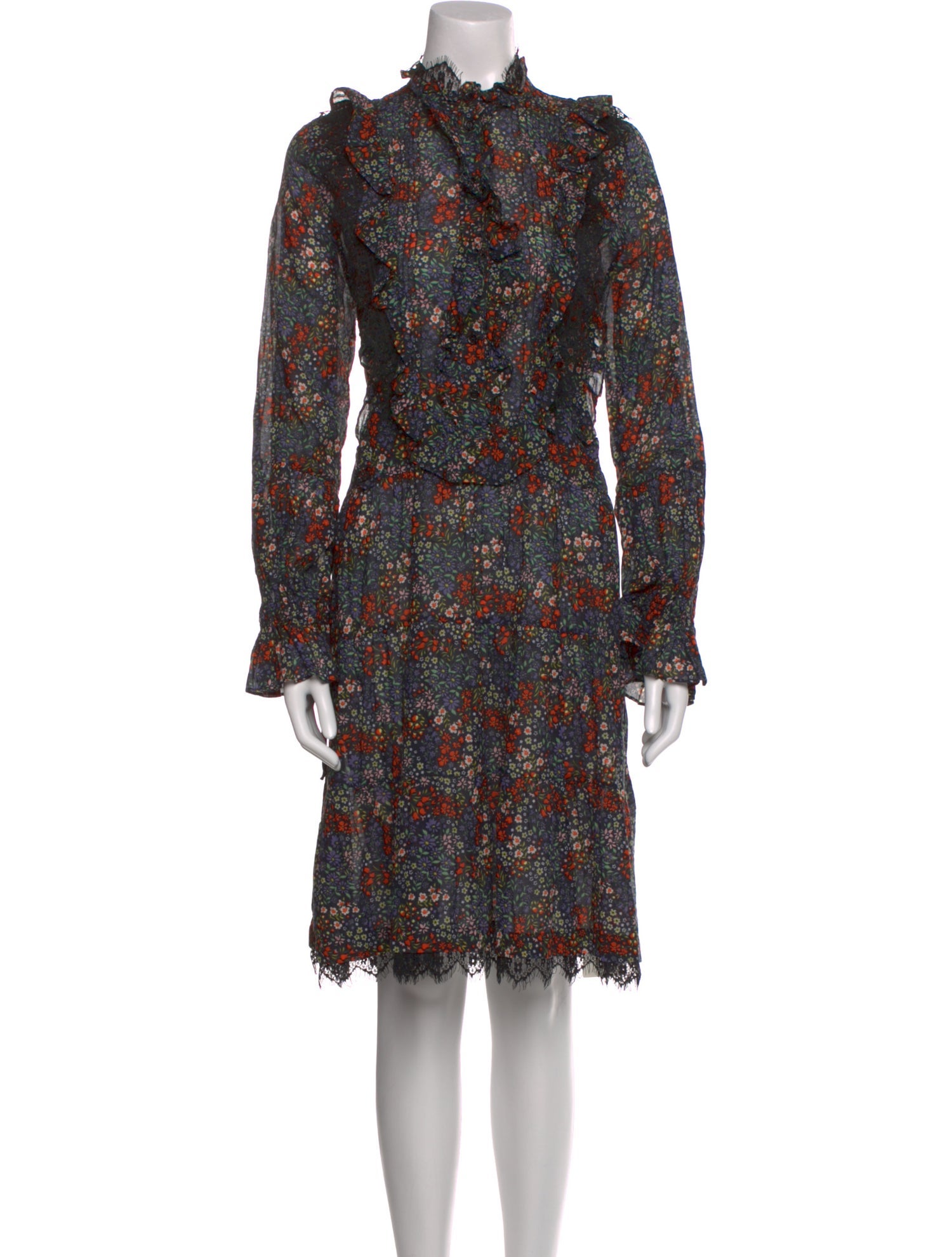 Warm Floral Print Mini Dress