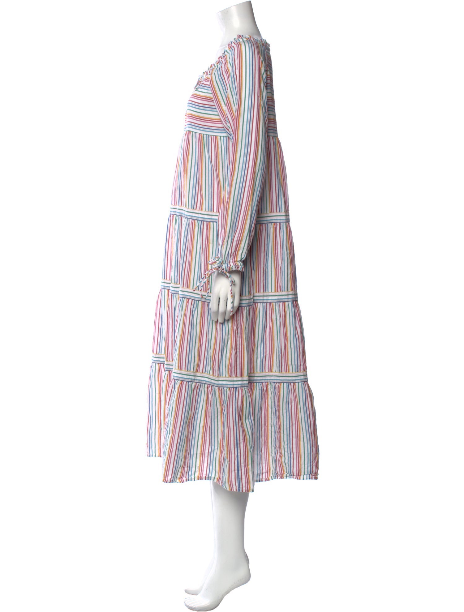 Warm Striped Midi Length Dress