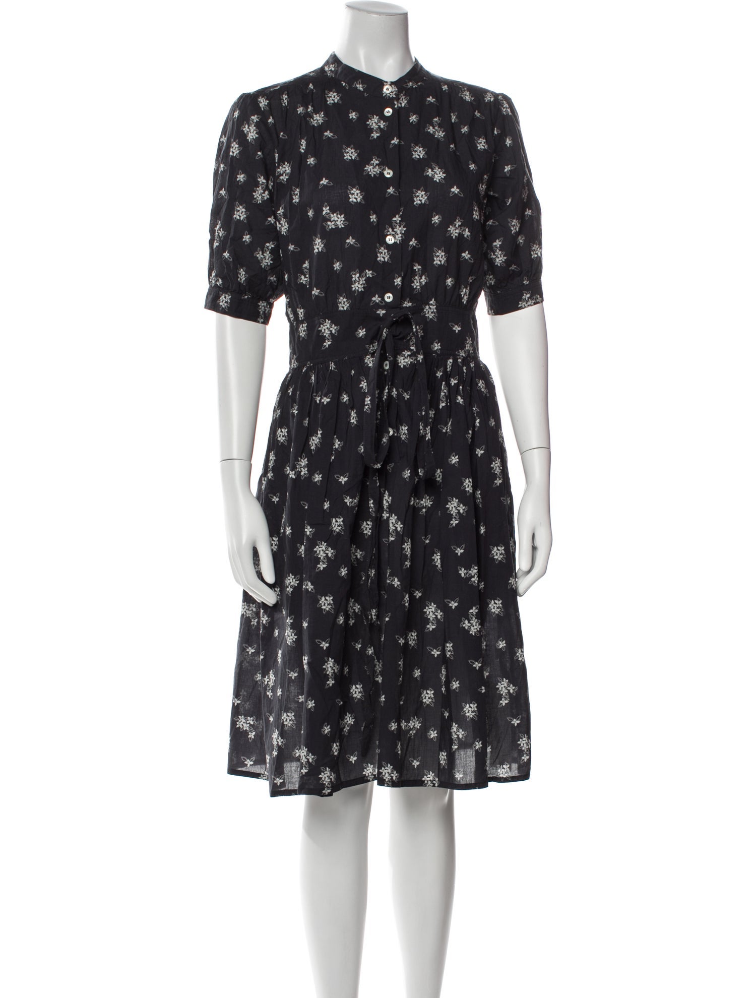 Warm Floral Print Knee-Length Dress