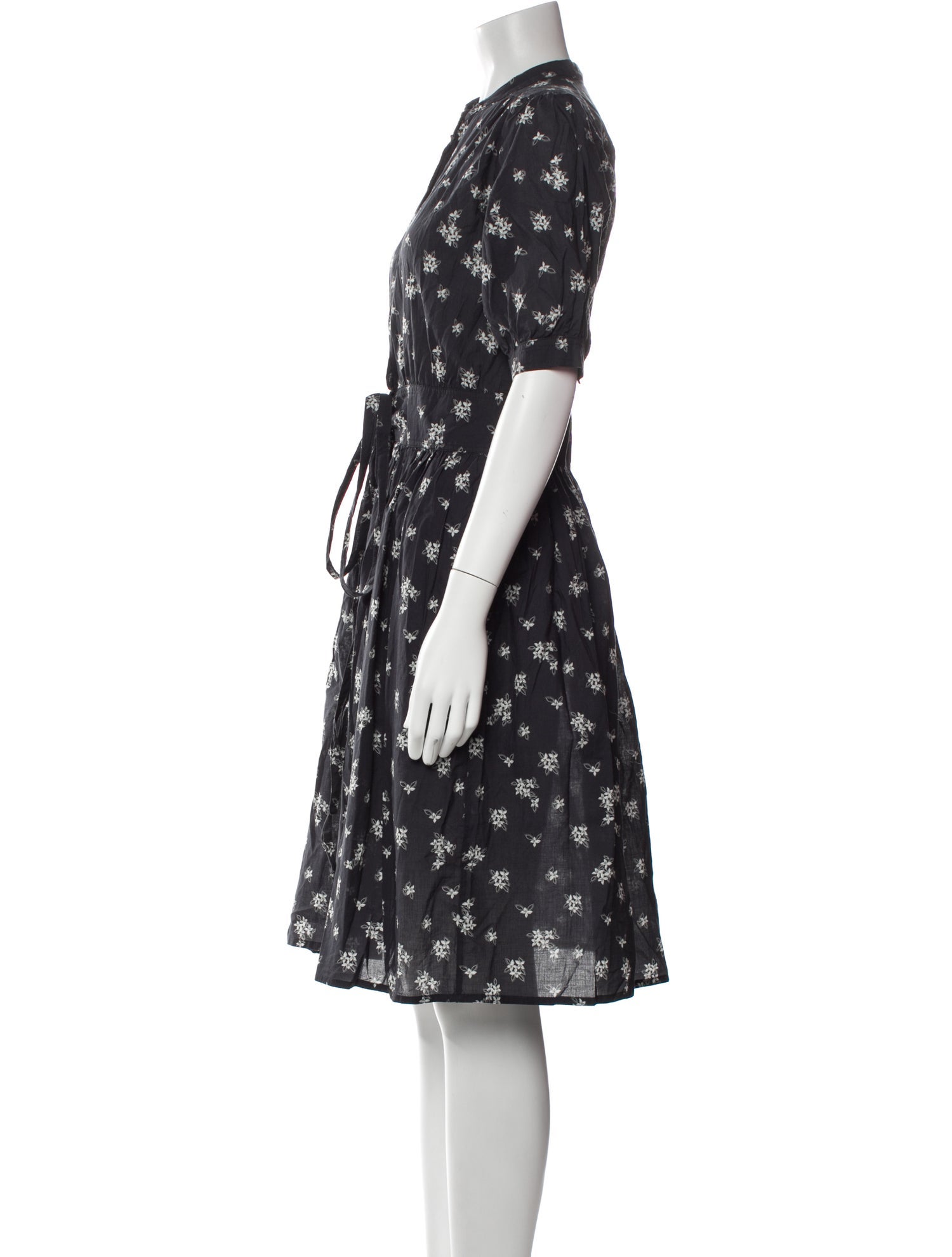 Warm Floral Print Knee-Length Dress