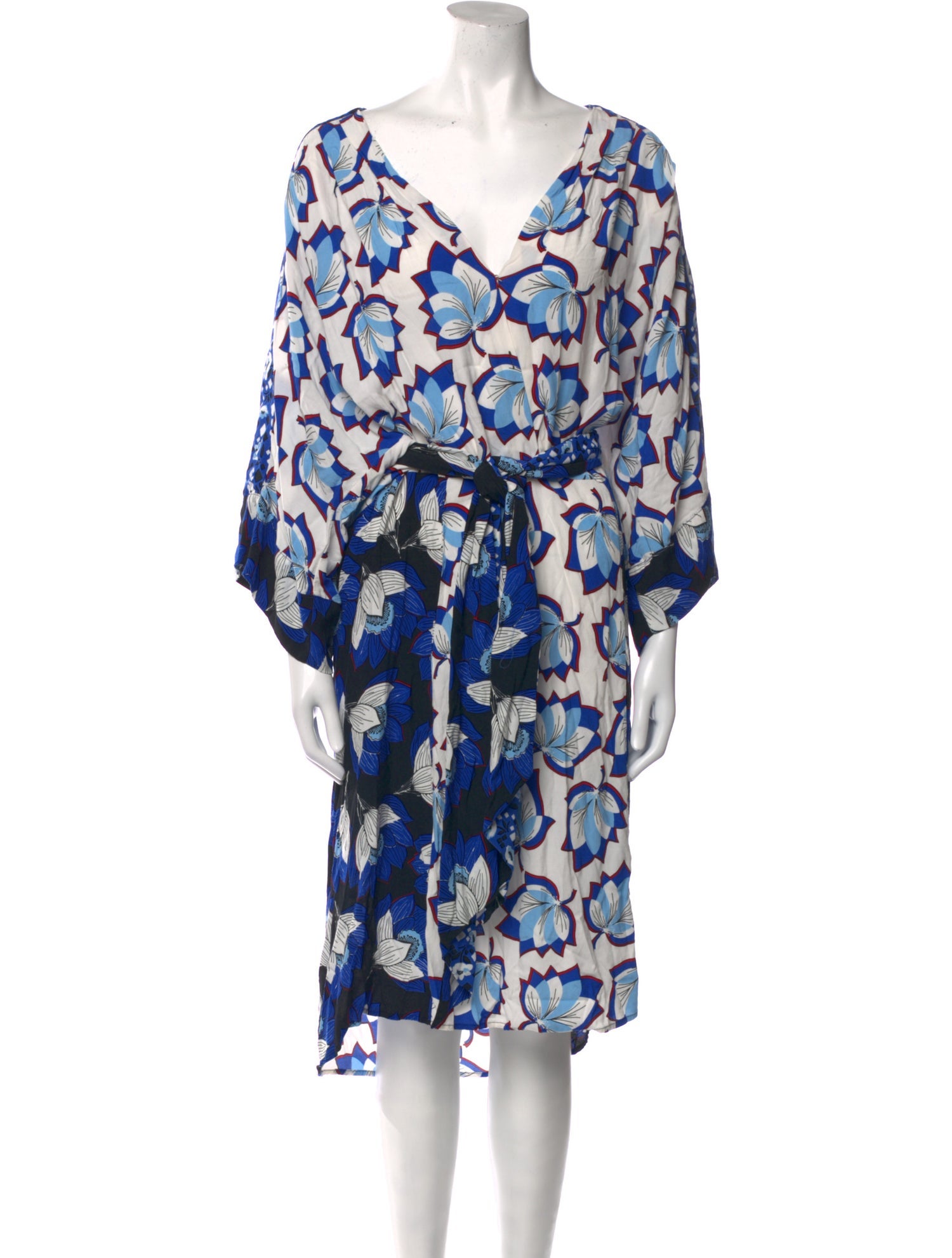 Warm Floral Print Midi Length Dress