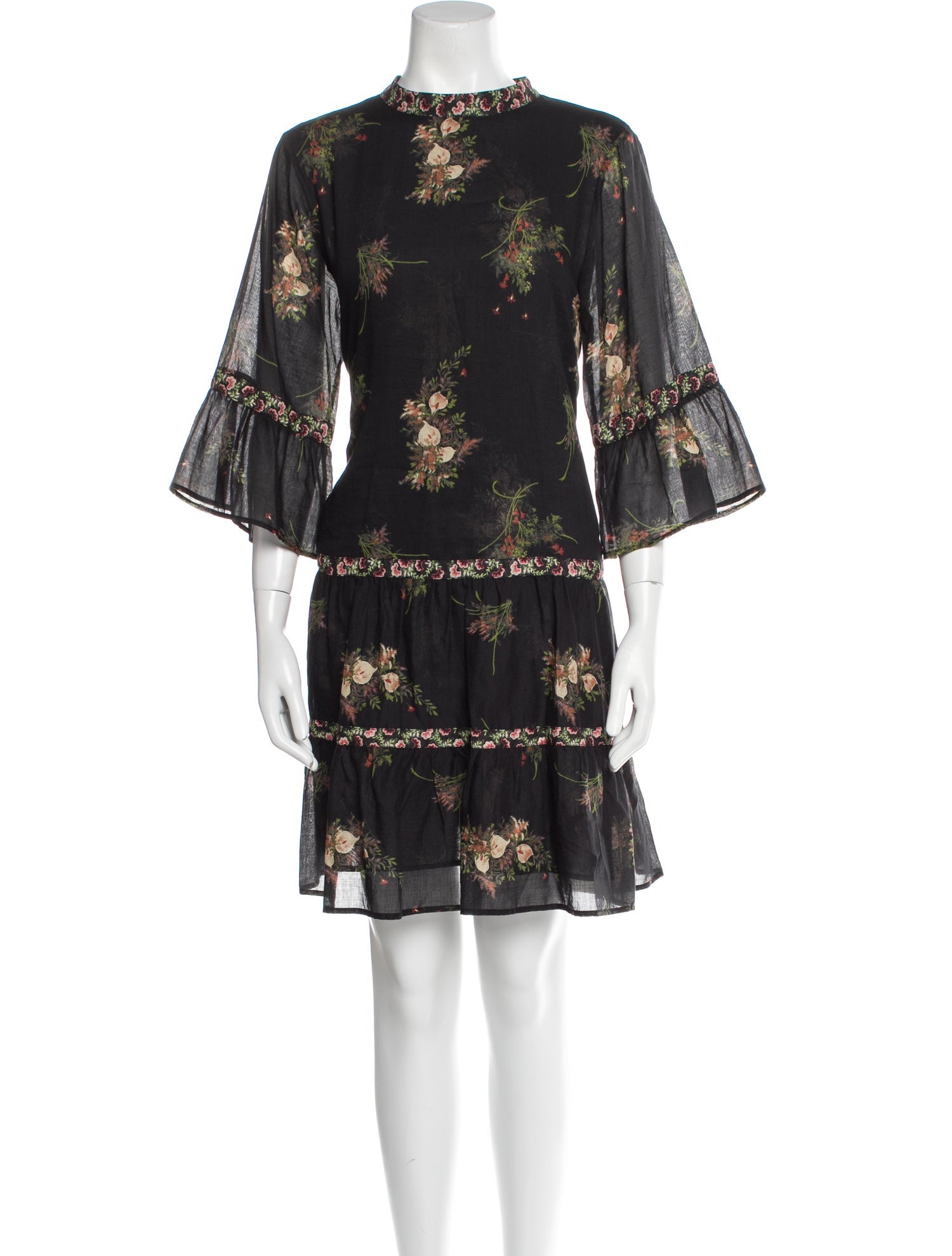 Warm Floral Print Mini Dress