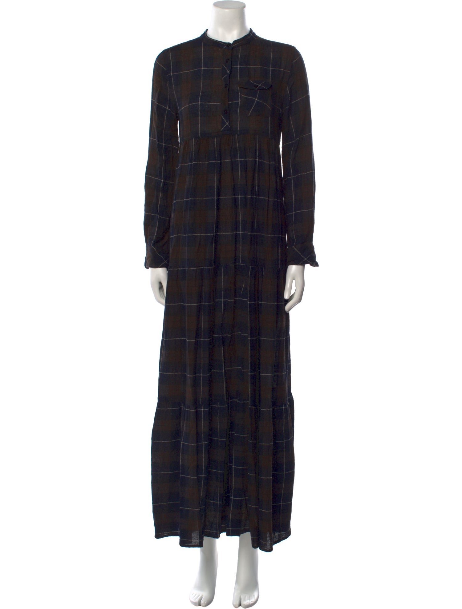 Warm Plaid Print Long Dress