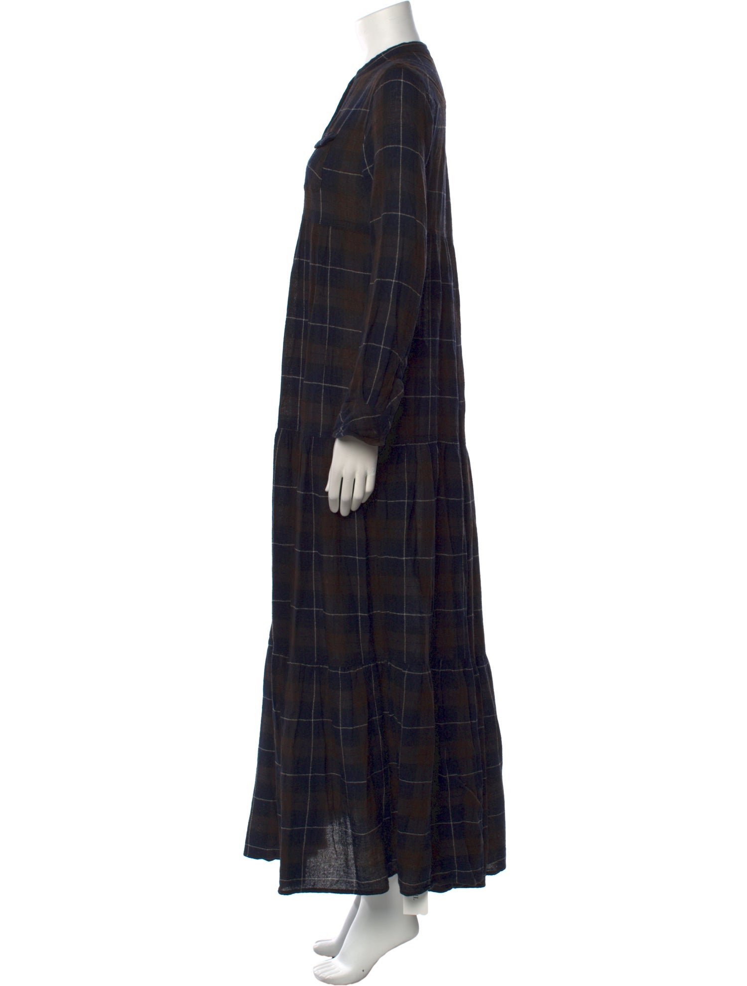 Warm Plaid Print Long Dress