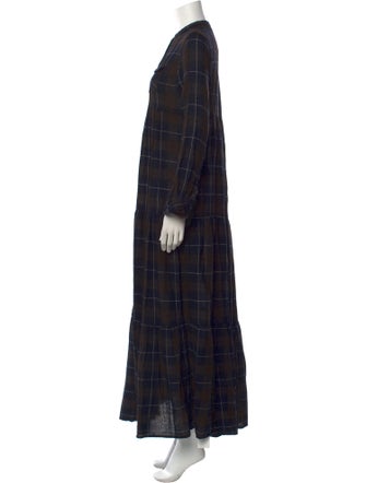 Warm Plaid Print Long Dress
