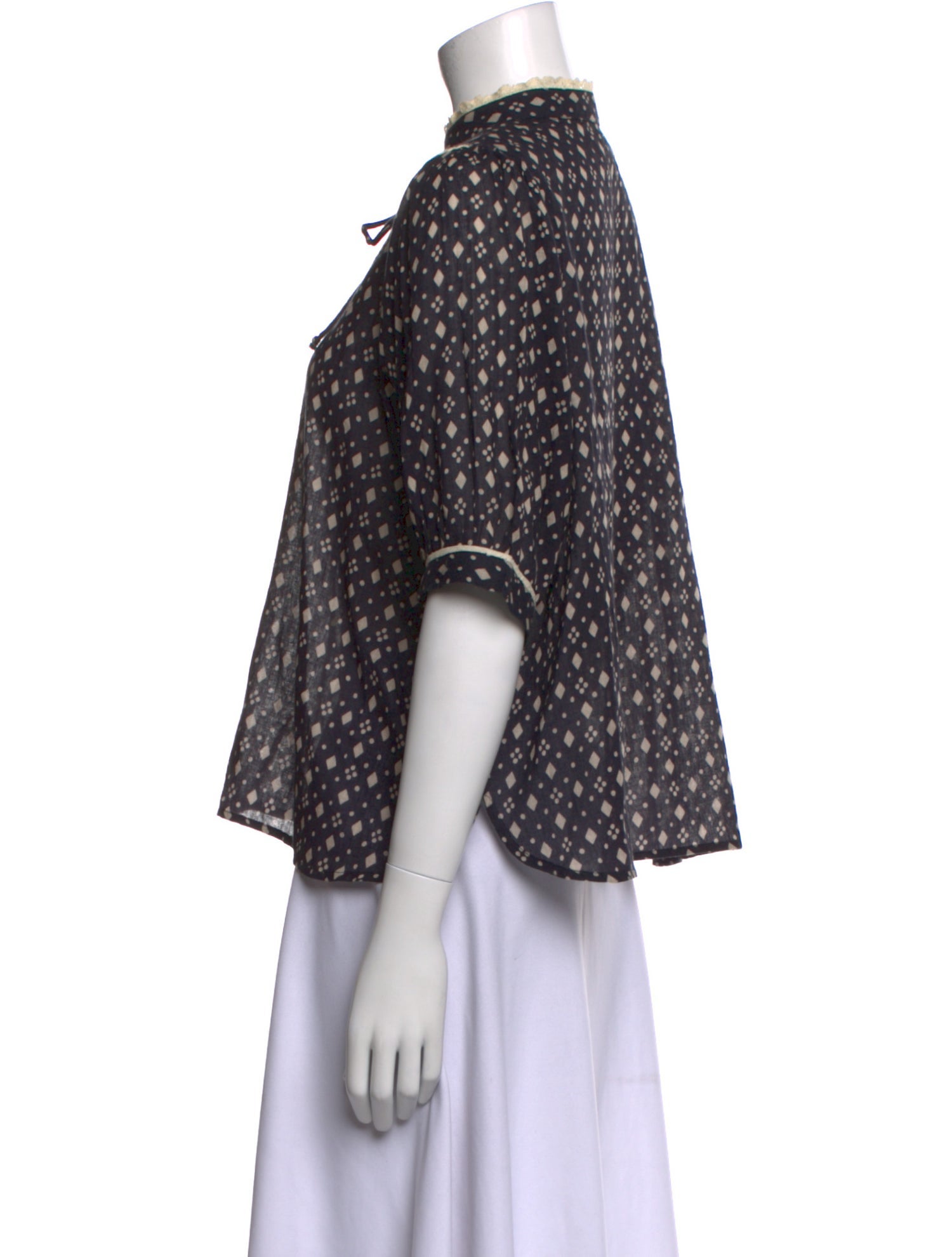 Warm Printed Mock Neck Blouse