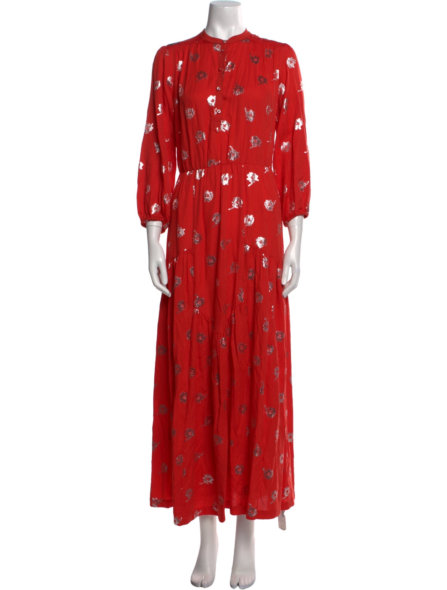 Warm Floral Print Long Dress