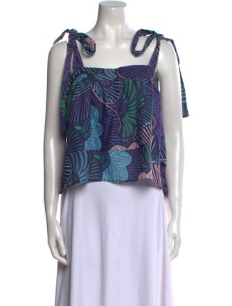 Warm Printed Square Neckline Crop Top