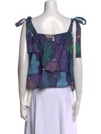 Warm Printed Square Neckline Crop Top