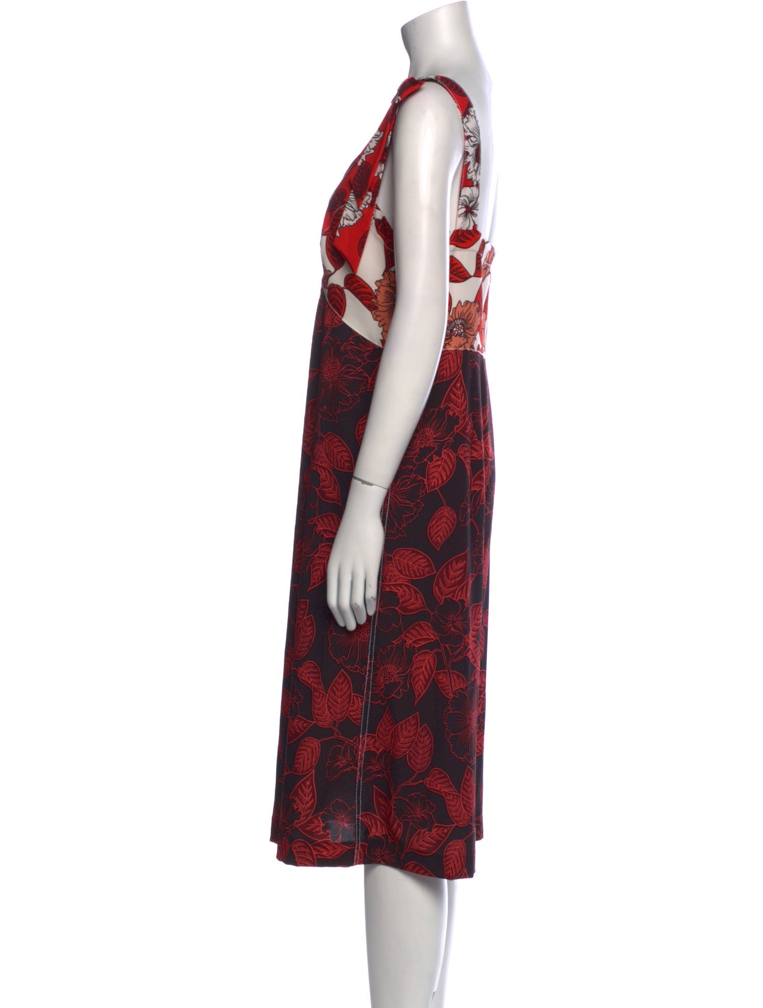 Warm Printed Midi Length Dress