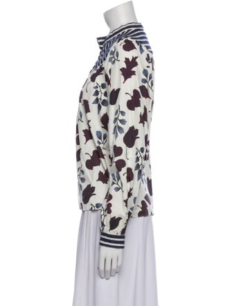 Warm Printed Mock Neck Button-Up Top