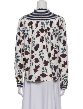 Warm Printed Mock Neck Button-Up Top