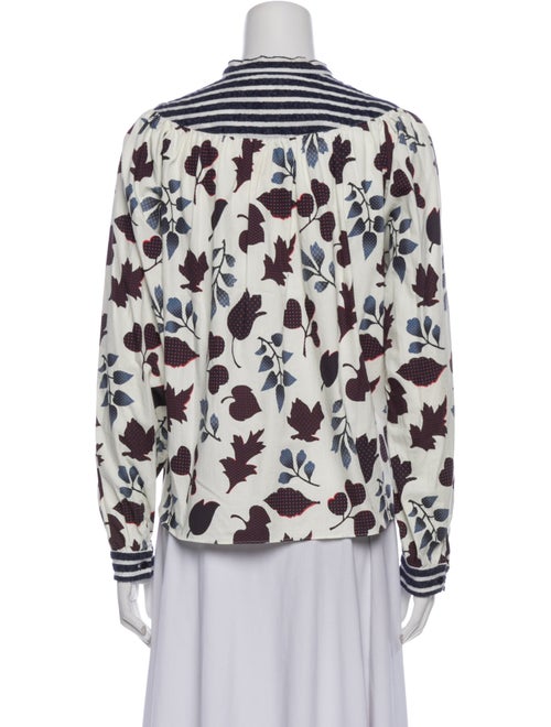 Warm Printed Mock Neck Button-Up Top