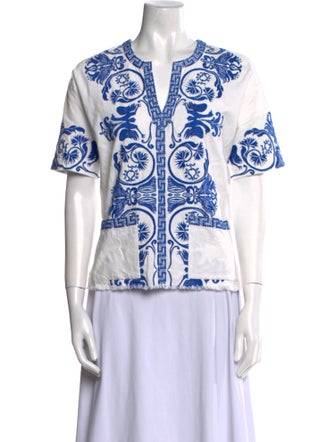 Warm Printed V-Neck Blouse