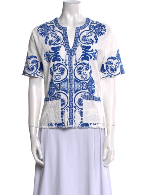 Warm Printed V-Neck Blouse